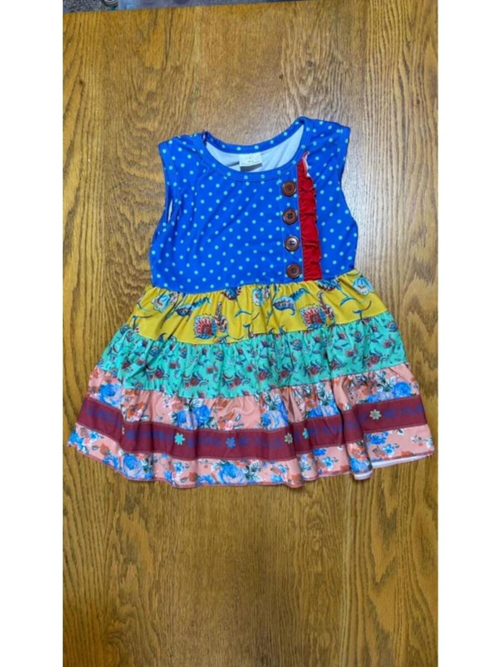 Dress Girl size 4 toddler Quotes Flowers Polka Dots